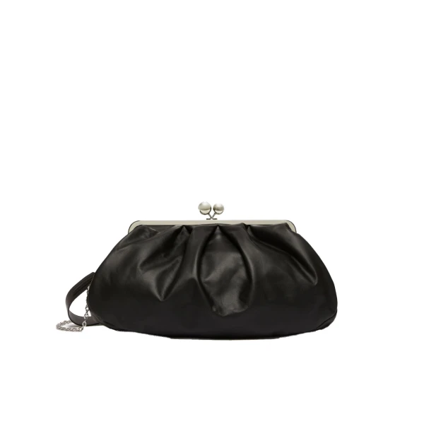 Max Mara Provino Large Nappa Pasticcino Bag in Black | Clutch Bags | Coveti