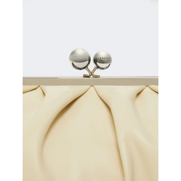 Max Mara Provino Large Nappa Pasticcino Bag in Ivory | Clutch Bags | Coveti