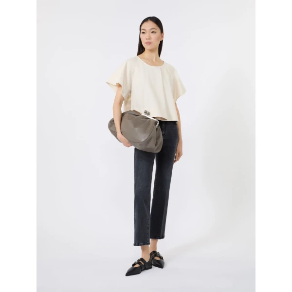 Max Mara Provino Large Nappa Pasticcino Bag in Mud | Clutch Bags | Coveti