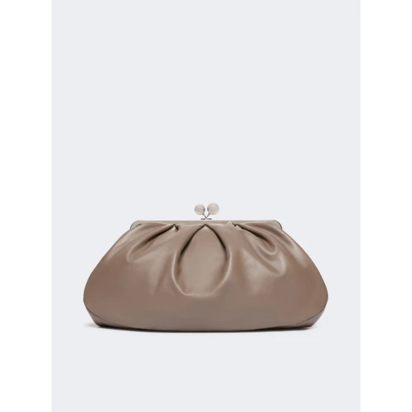 Max Mara Provino Large Nappa Pasticcino Bag in Mud | Clutch Bags | Coveti