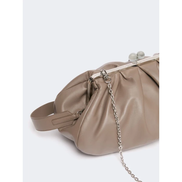 Max Mara Provino Large Nappa Pasticcino Bag in Mud | Clutch Bags | Coveti