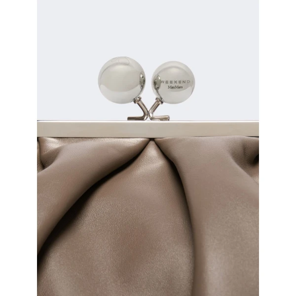 Max Mara Provino Large Nappa Pasticcino Bag in Mud | Clutch Bags | Coveti