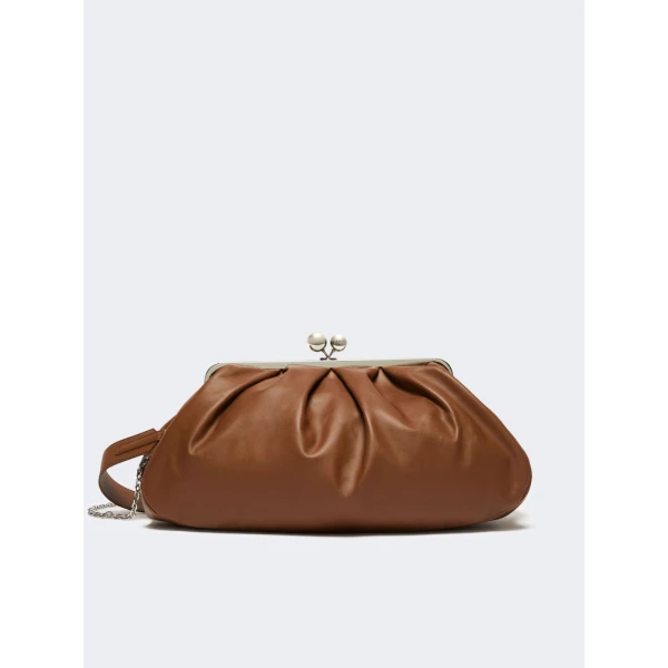 Max Mara Provino Large Nappa Pasticcino Bag in Tobacco | Clutch Bags | Coveti