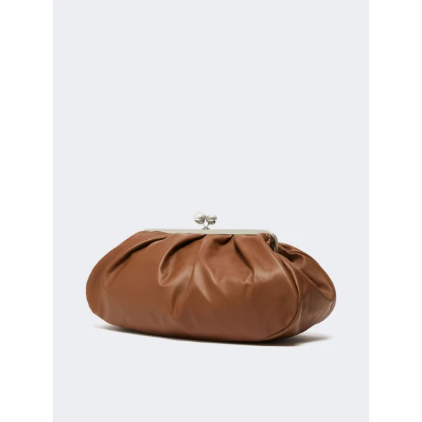 Max Mara Provino Large Nappa Pasticcino Bag in Tobacco | Clutch Bags | Coveti
