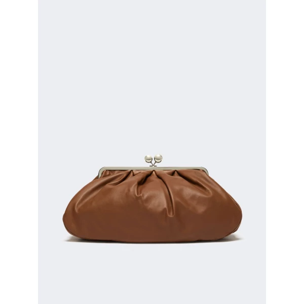 Max Mara Provino Large Nappa Pasticcino Bag in Tobacco | Clutch Bags | Coveti