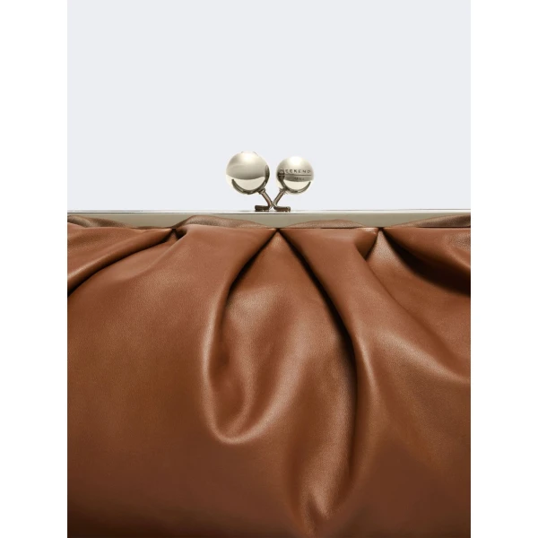 Max Mara Provino Large Nappa Pasticcino Bag in Tobacco | Clutch Bags | Coveti
