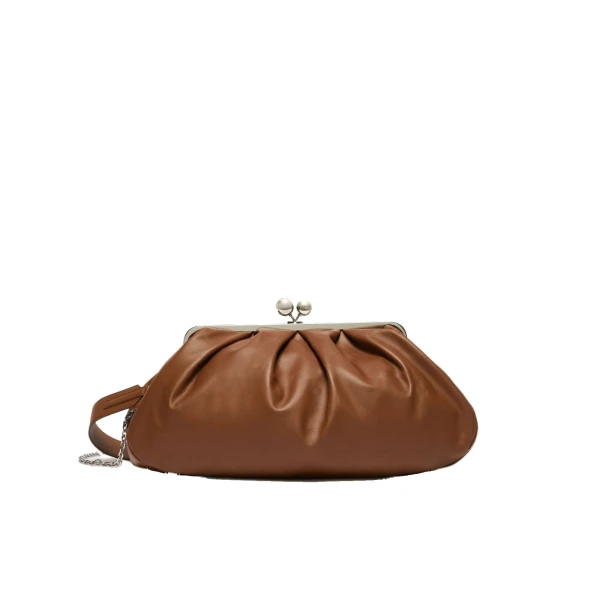 Max Mara Provino Large Nappa Pasticcino Bag in Tobacco | Clutch Bags | Coveti