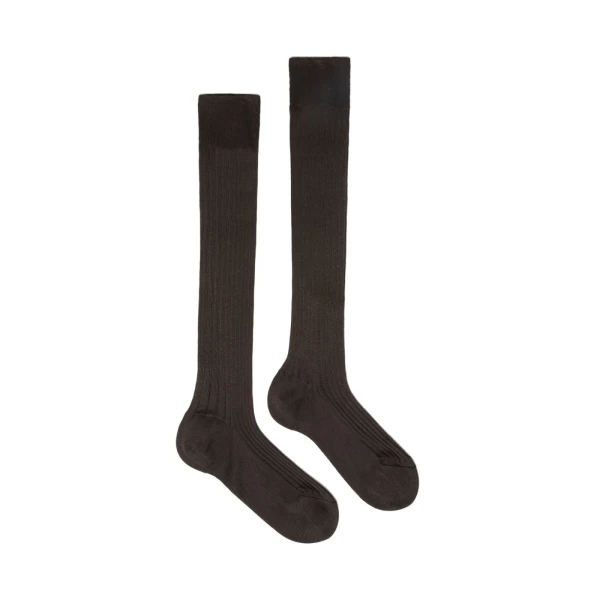 Max Mara Pulcino Ribbed Silk Socks in Dark Grey | Accessories | Coveti
