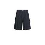 Max Mara Quadro Cotton and Kapok Denim Bermuda Shorts in Ultramarine | Shorts | Coveti