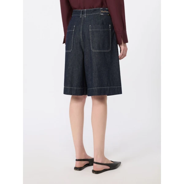 Max Mara Quadro Cotton and Kapok Denim Bermuda Shorts in Ultramarine | Shorts | Coveti