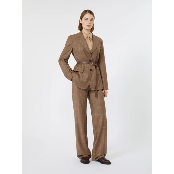Max Mara Quagga Belted Wool Flannel Blazer in Camel | Blazers | Coveti