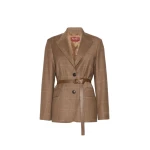 Max Mara Quagga Belted Wool Flannel Blazer in Camel | Blazers | Coveti