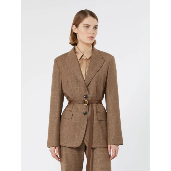 Max Mara Quagga Belted Wool Flannel Blazer in Camel | Blazers | Coveti