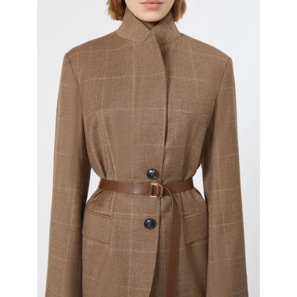 Max Mara Quagga Belted Wool Flannel Blazer in Camel | Blazers | Coveti