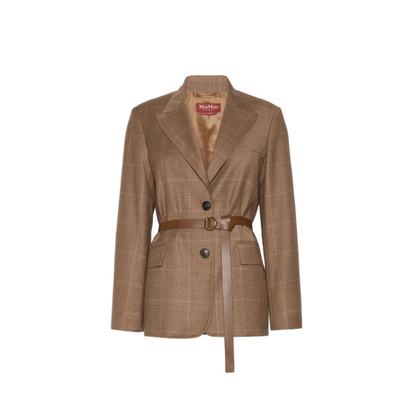 Max Mara Quagga Belted Wool Flannel Blazer in Camel | Blazers | Coveti
