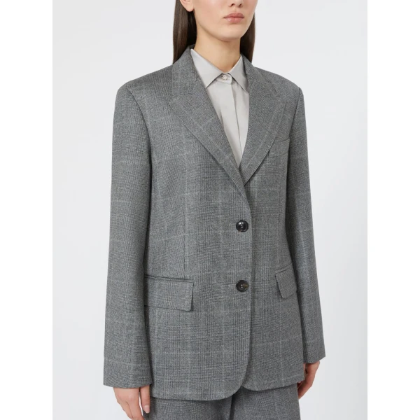 Max Mara Quagga Belted Wool Flannel Blazer in Dark Grey | Blazers | Coveti