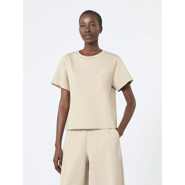 Max Mara Quagga Cotton Jersey Boxy T-Shirt in Stone Grey | T-shirts | Coveti