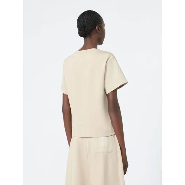 Max Mara Quagga Cotton Jersey Boxy T-Shirt in Stone Grey | T-shirts | Coveti
