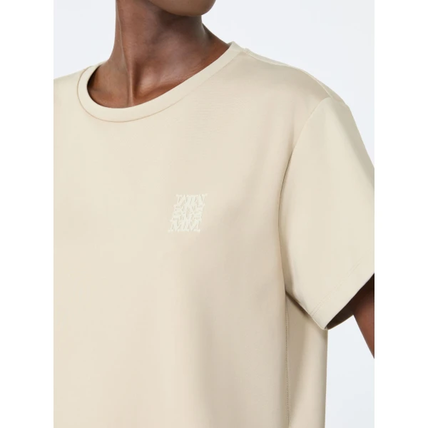 Max Mara Quagga Cotton Jersey Boxy T-Shirt in Stone Grey | T-shirts | Coveti