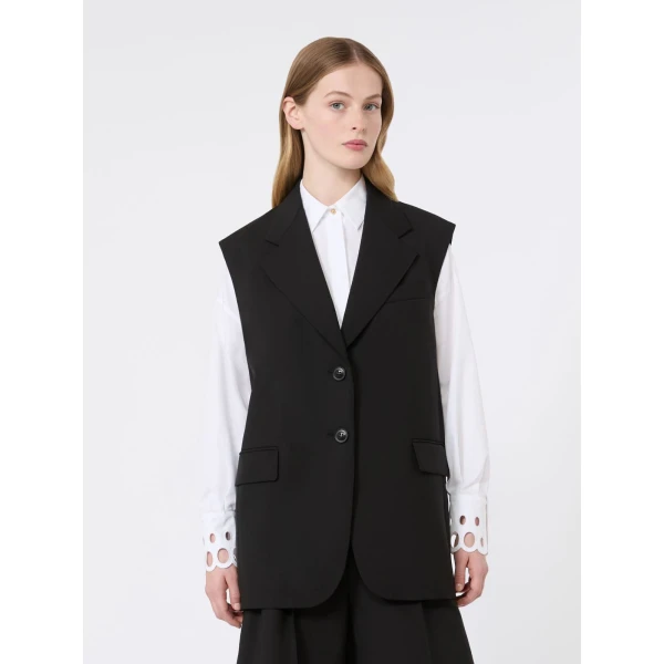 Max Mara Quasar Sleeveless Wool Jacket in Black | Jackets | Coveti