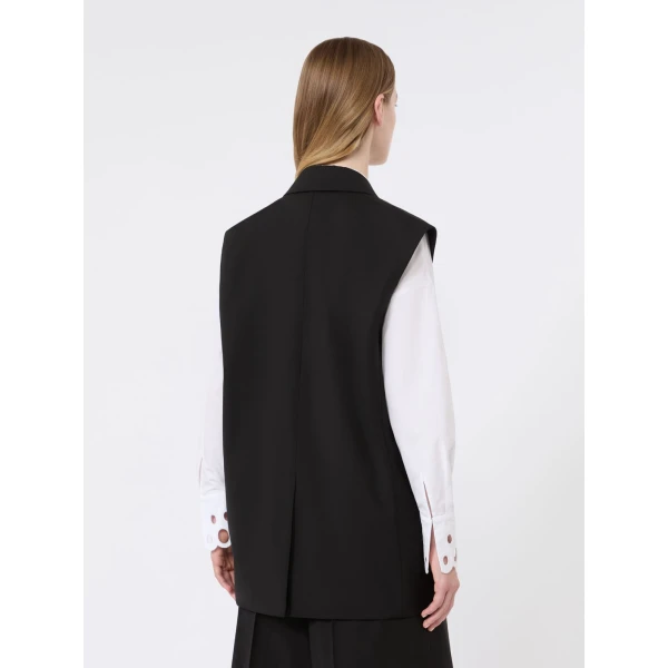 Max Mara Quasar Sleeveless Wool Jacket in Black | Jackets | Coveti
