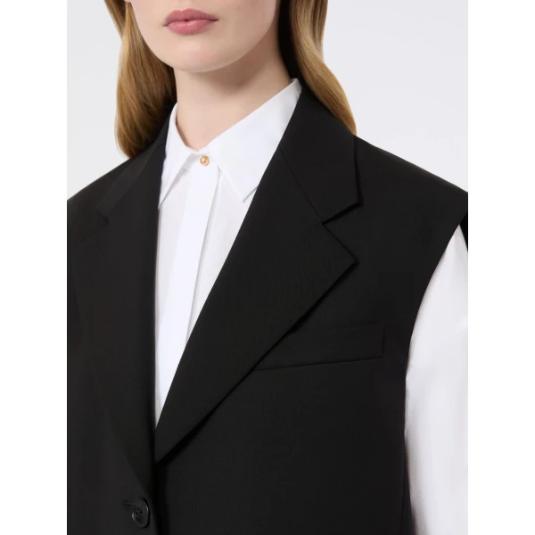 Max Mara Quasar Sleeveless Wool Jacket in Black | Jackets | Coveti
