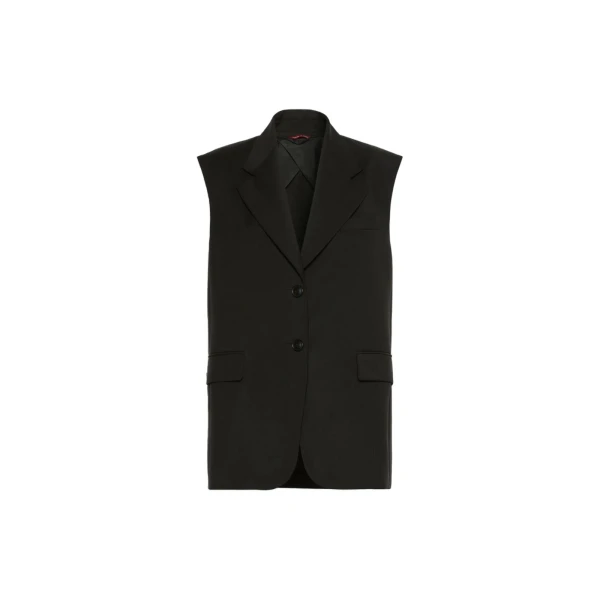Max Mara Quasar Sleeveless Wool Jacket in Black | Jackets | Coveti