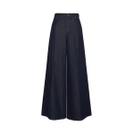 Max Mara Quatto Denim-Look Wide-Leg Trousers in Midnight Blue | Denim | Coveti