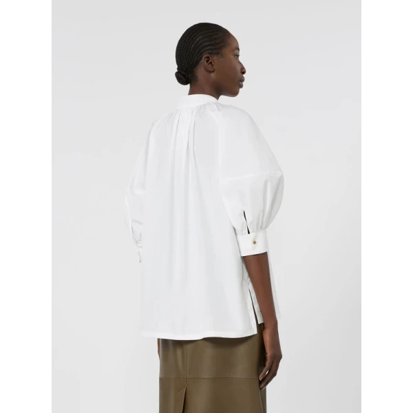 Max Mara Quinoa Oversized Cotton Poplin Shirt in White | Shirts | Coveti