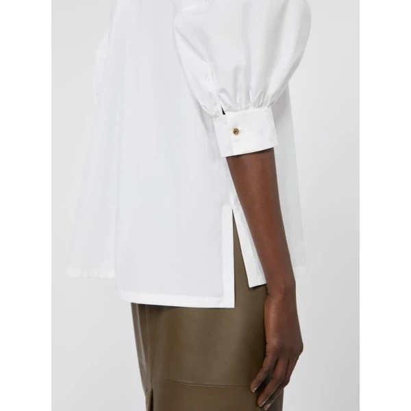 Max Mara Quinoa Oversized Cotton Poplin Shirt in White | Shirts | Coveti