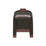 Max Mara Quota Jacquard Cable Crew Neck Jumper in Black | Sweaters | Coveti