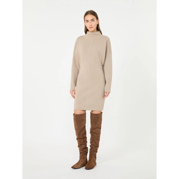 Max Mara Racconto Short Wool and Cashmere Dress in Beige | Mini Dresses | Coveti