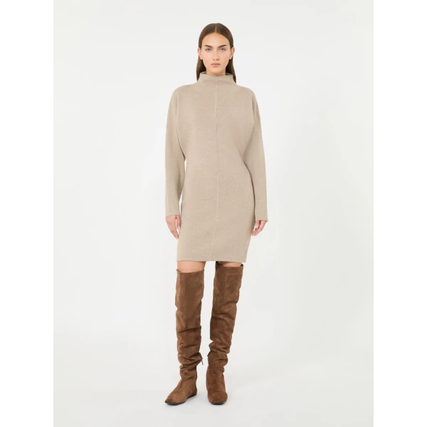 Max Mara Racconto Short Wool and Cashmere Dress in Beige | Mini Dresses | Coveti
