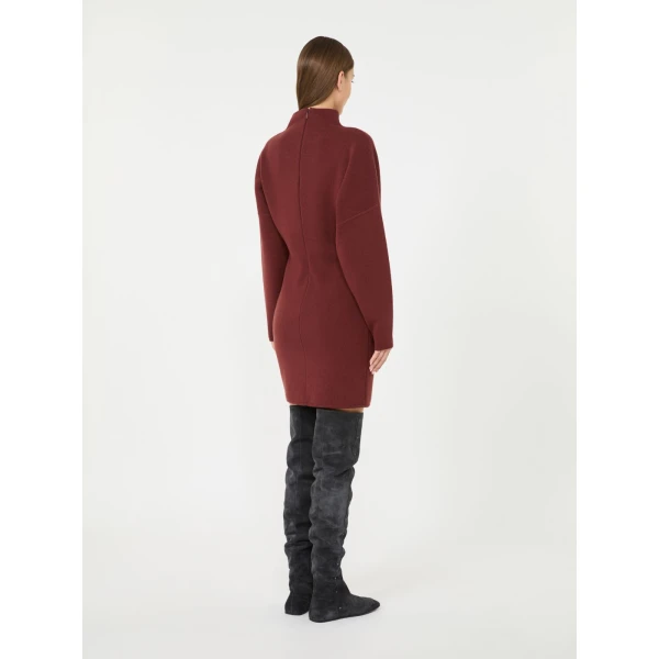 Max Mara Racconto Short Wool and Cashmere Dress in Brown Bordeaux | Mini Dresses | Coveti