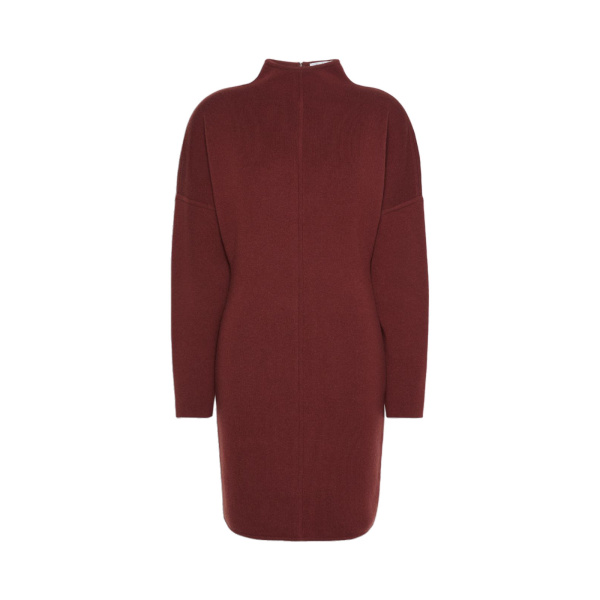 Max Mara Racconto Short Wool and Cashmere Dress in Brown Bordeaux | Mini Dresses | Coveti