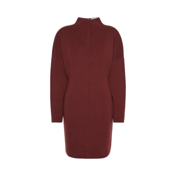 Racconto Short Wool and Cashmere Dress in Brown Bordeaux