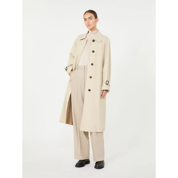 Max Mara Racconto Water-Repellent Gabardine Trench Coat in Albino White | Trench Coat | Coveti