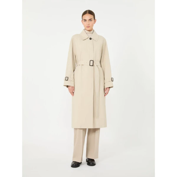 Max Mara Racconto Water-Repellent Gabardine Trench Coat in Albino White | Trench Coat | Coveti
