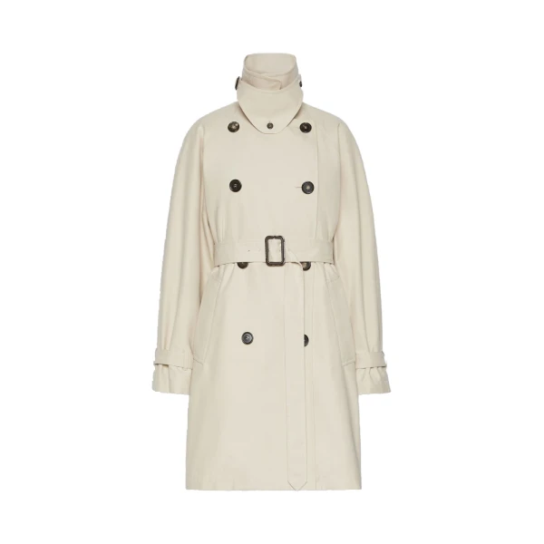 Radioso Oversized Water-Repellent Gabardine Trench Coat in Albino White