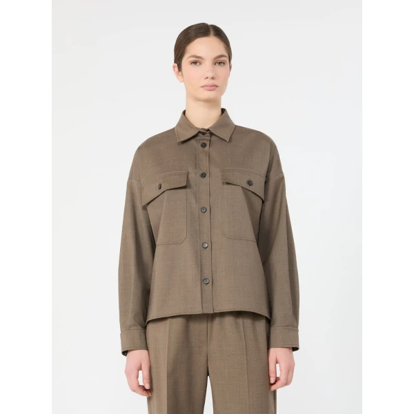 Max Mara Radura Stretch Wool Shirt Jacket in Marron Glace | Blazers | Coveti