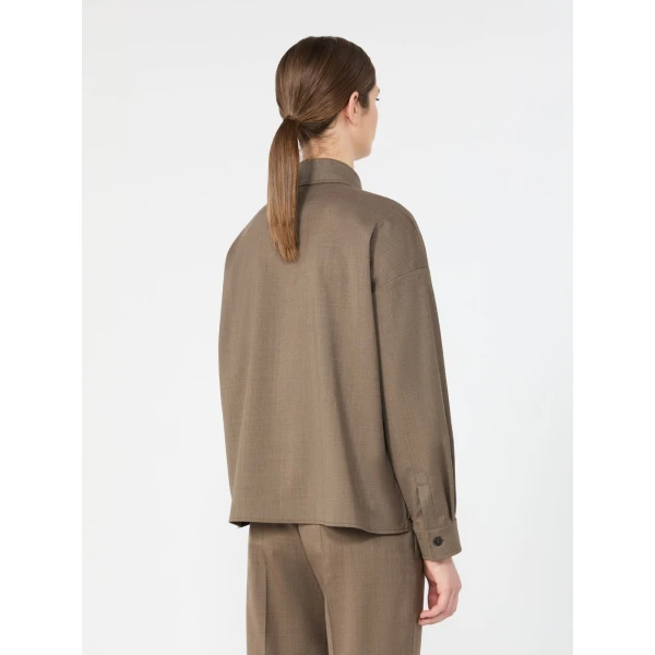 Max Mara Radura Stretch Wool Shirt Jacket in Marron Glace | Blazers | Coveti