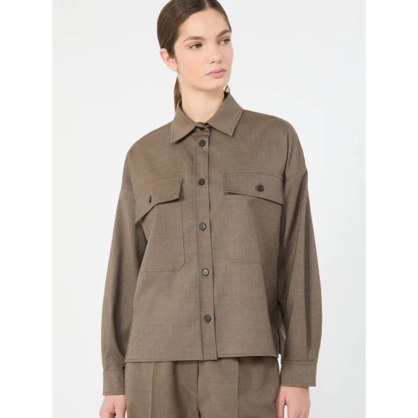 Max Mara Radura Stretch Wool Shirt Jacket in Marron Glace | Blazers | Coveti
