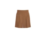 Max Mara Ragazza Wool Broadcloth Shorts in Tobacco | Shorts | Coveti