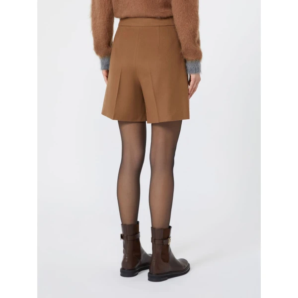 Max Mara Ragazza Wool Broadcloth Shorts in Tobacco | Shorts | Coveti