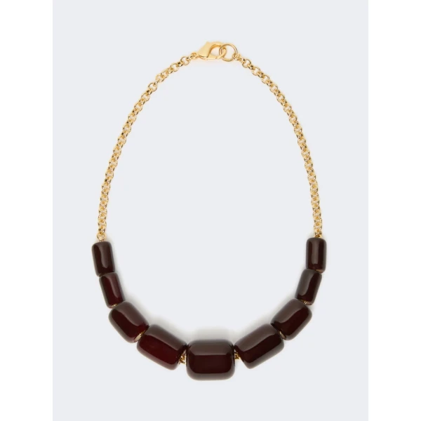 Max Mara Ragno Resin and Metal Choker Necklace in Bordeaux | Necklace | Coveti