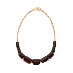 Max Mara Ragno Resin and Metal Choker Necklace in Bordeaux | Necklace | Coveti