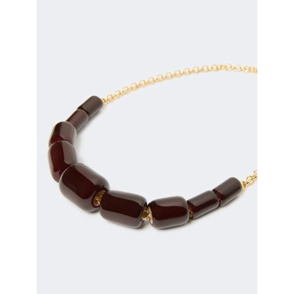 Max Mara Ragno Resin and Metal Choker Necklace in Bordeaux | Necklace | Coveti