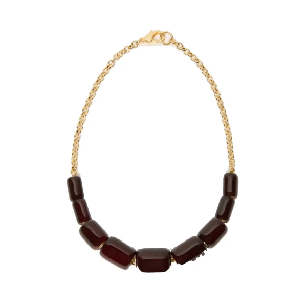 Ragno Resin and Metal Choker Necklace in Bordeaux