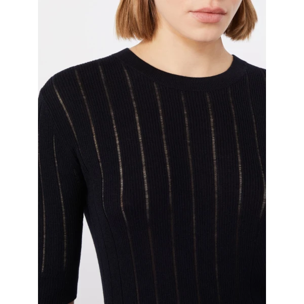 Max Mara Ragno Slim Wool and Silk Sweater in Navy | Sweaters | Coveti