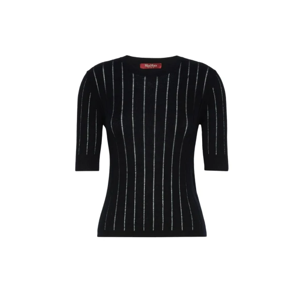 Max Mara Ragno Slim Wool and Silk Sweater in Navy | Sweaters | Coveti